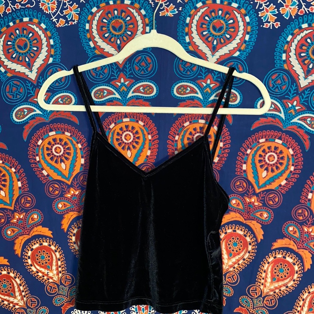 Silk velvet black crop top